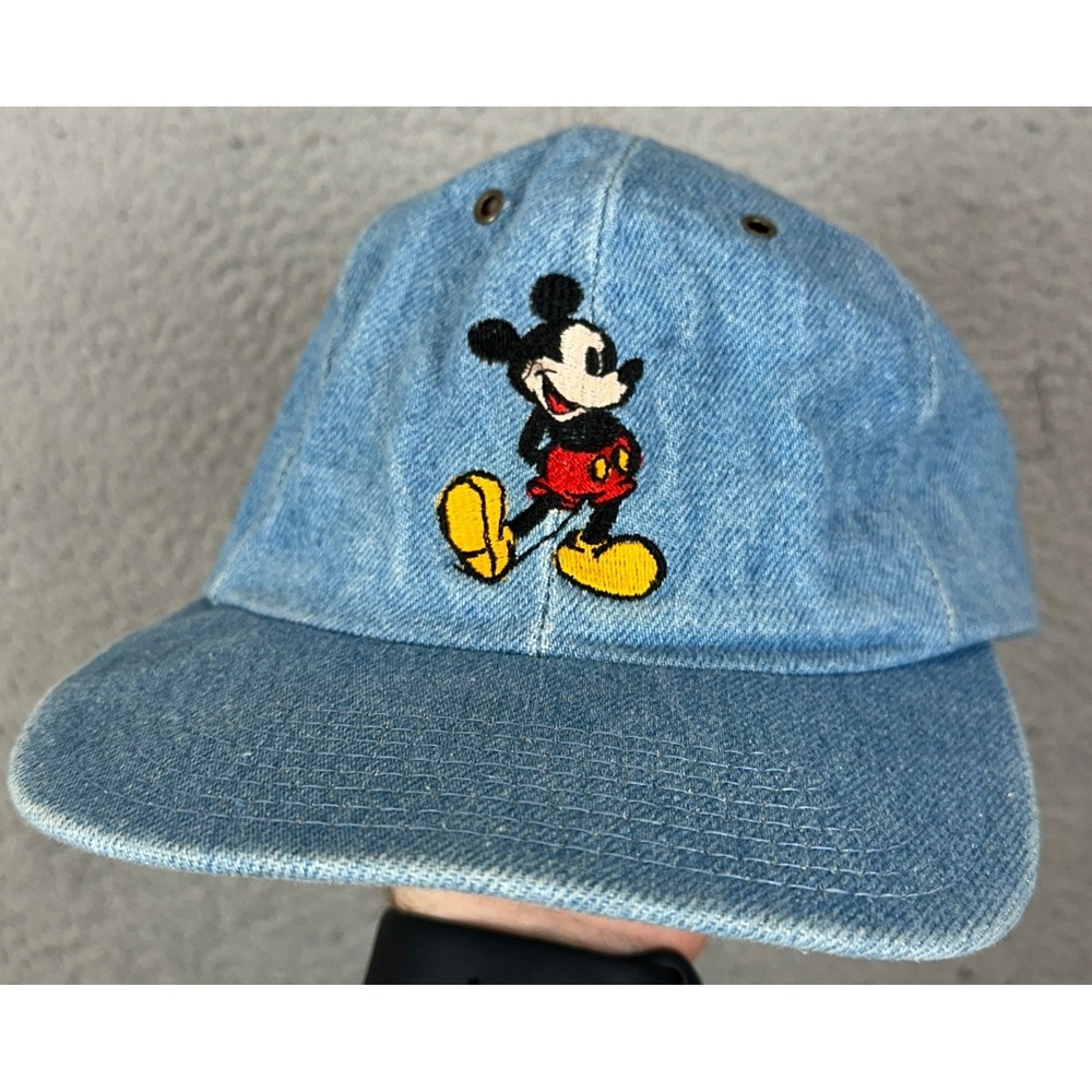 Goofys Hat Co Hat Mens OSFA Mickey Mouse Blue Denim Embroidered Made in USA EUC